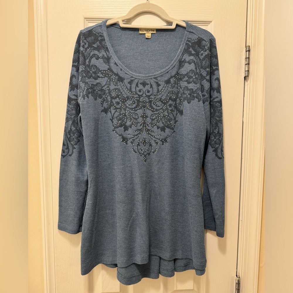 Blue long sleeve waffle shirt size 1X
